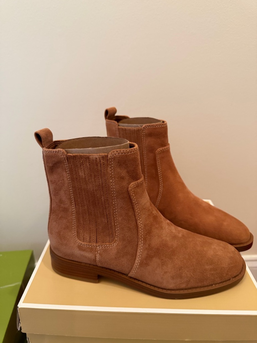 Michael Kors Cognac Suede Ella Flat Booties - Picture 4 of 6